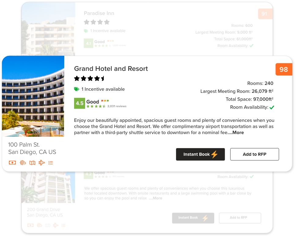 instant booking or RFP for hotels