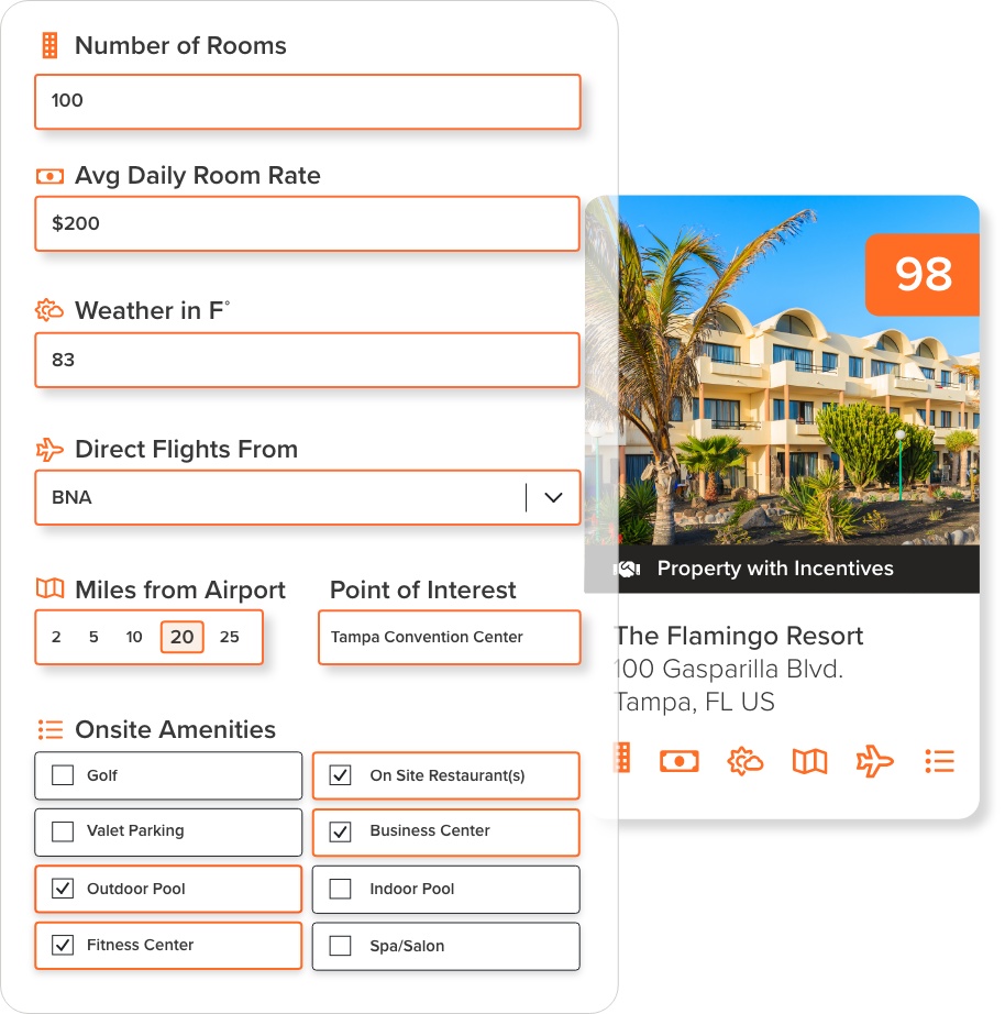 search boxes and filters for hotels