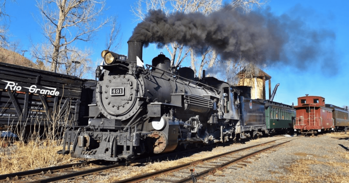 Colorado Railroad Museum train on tracks