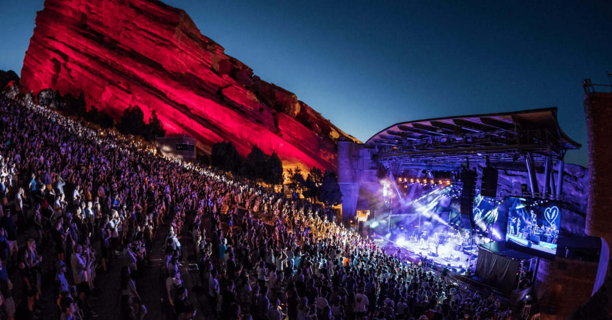 Red Rocks Park and Amphitheatre concert at night