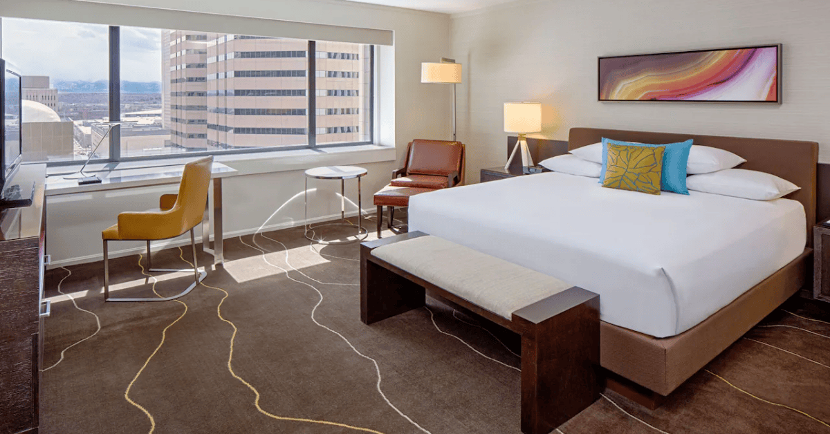 Guest room at the Grand Hyatt Denver hotel