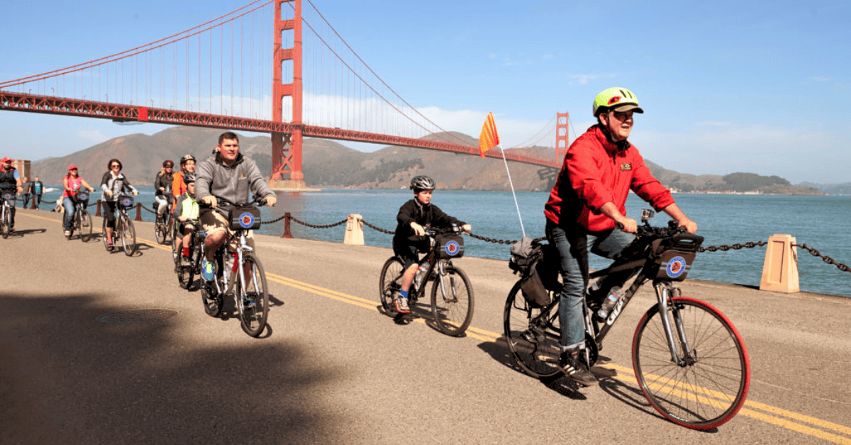Bicyclists along the