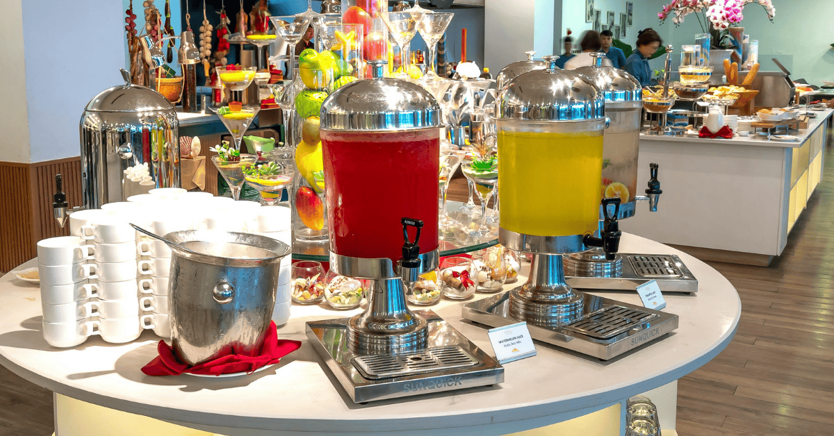 Buffet of flavored waters