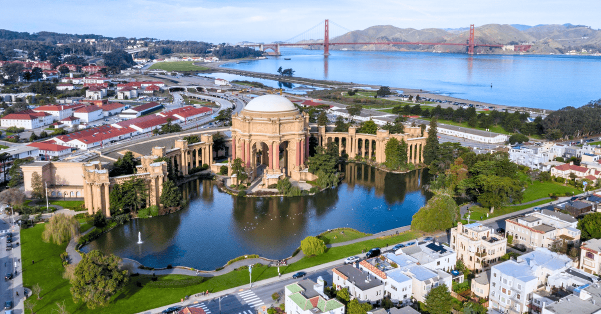 Overhead view of the Palace of Fine Arts