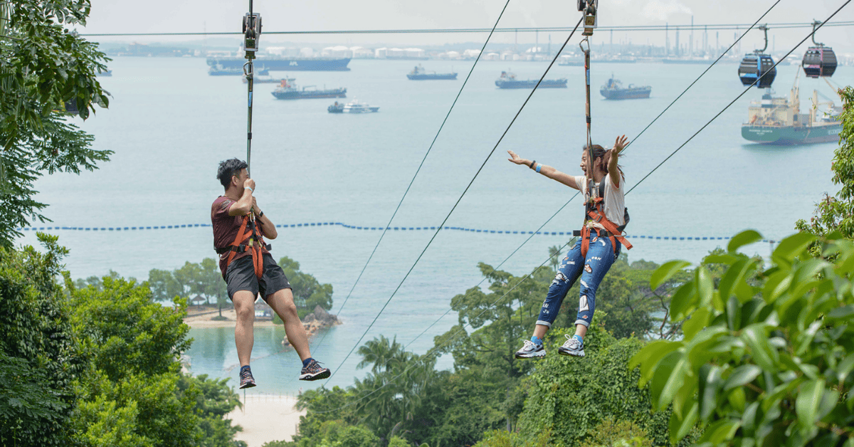 Ziplining at Sentosa Island Adventures in Singapore