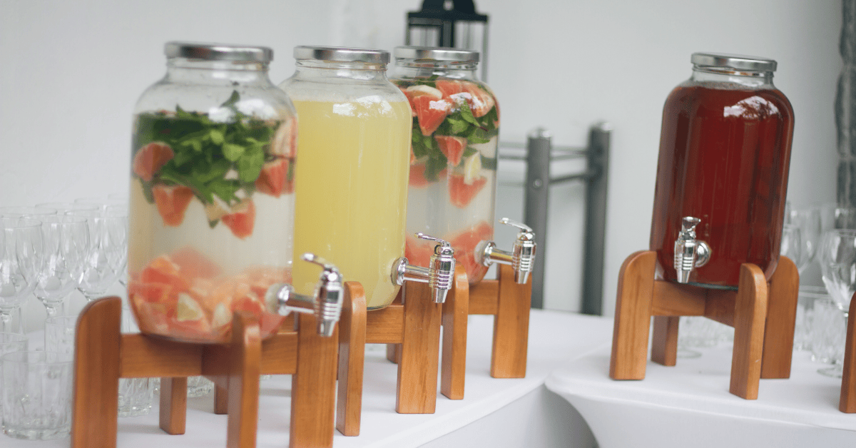 Large pitchers of batch prep cocktails 
