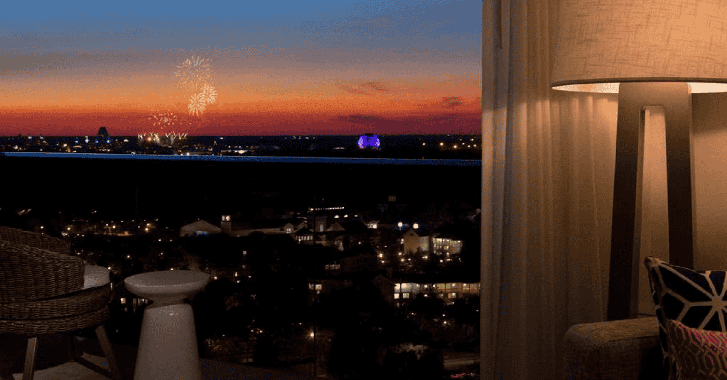 Fireworks view from room at Hilton Orlando Buena Vista Palace 