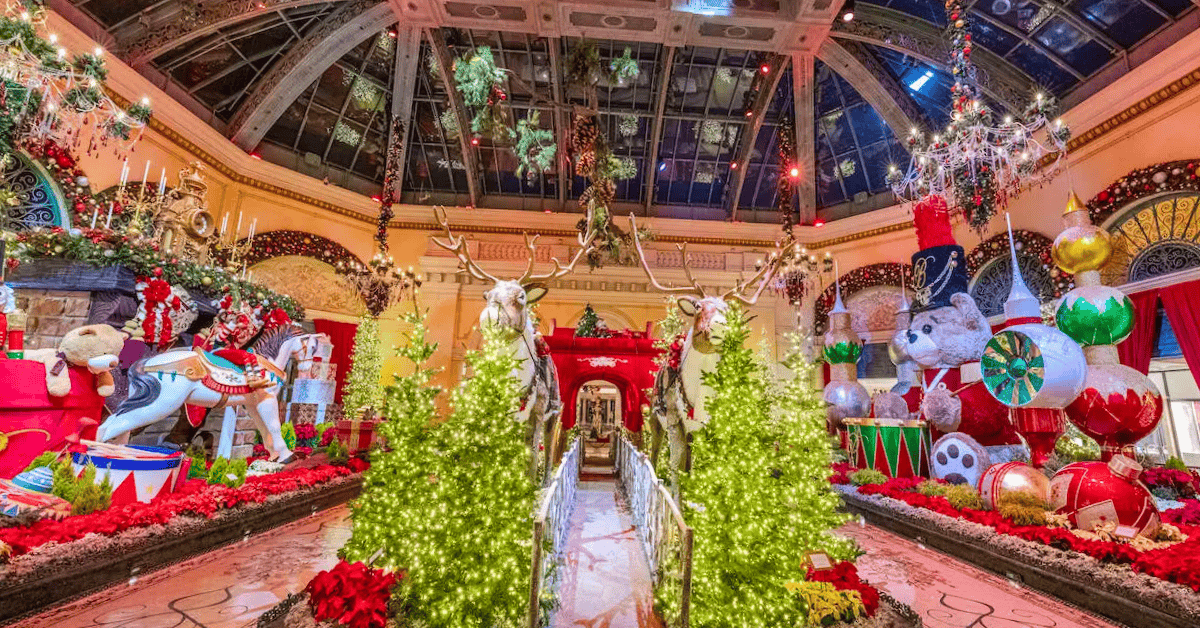 Christmas display in hotel atrium