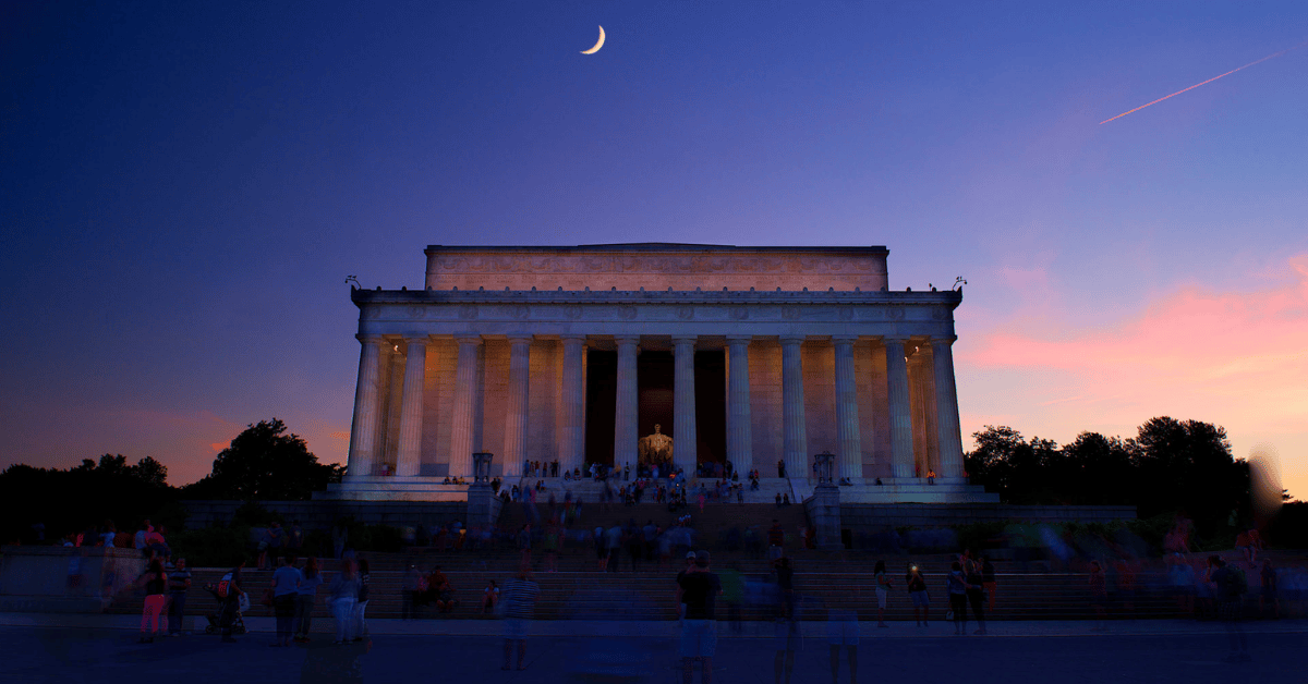 Lincoln Memorial in Washington, D.C. at sunset