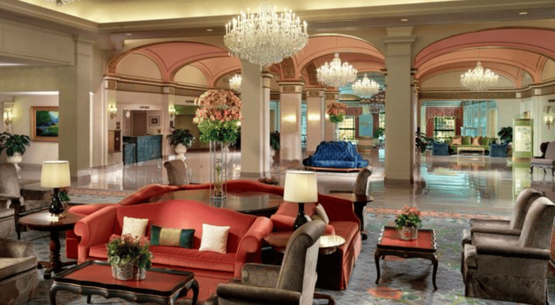 Elegant lobby at the Omni Shoreham hotel in Washington, DC