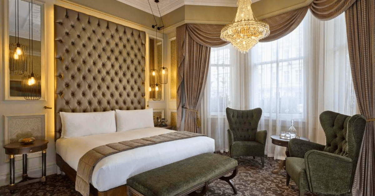 Guest room at 100 Queen’s Gate hotel in Kensington
