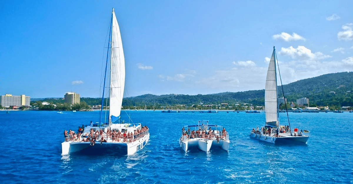 Boats on the water overlooking Montego Bay Jamaica