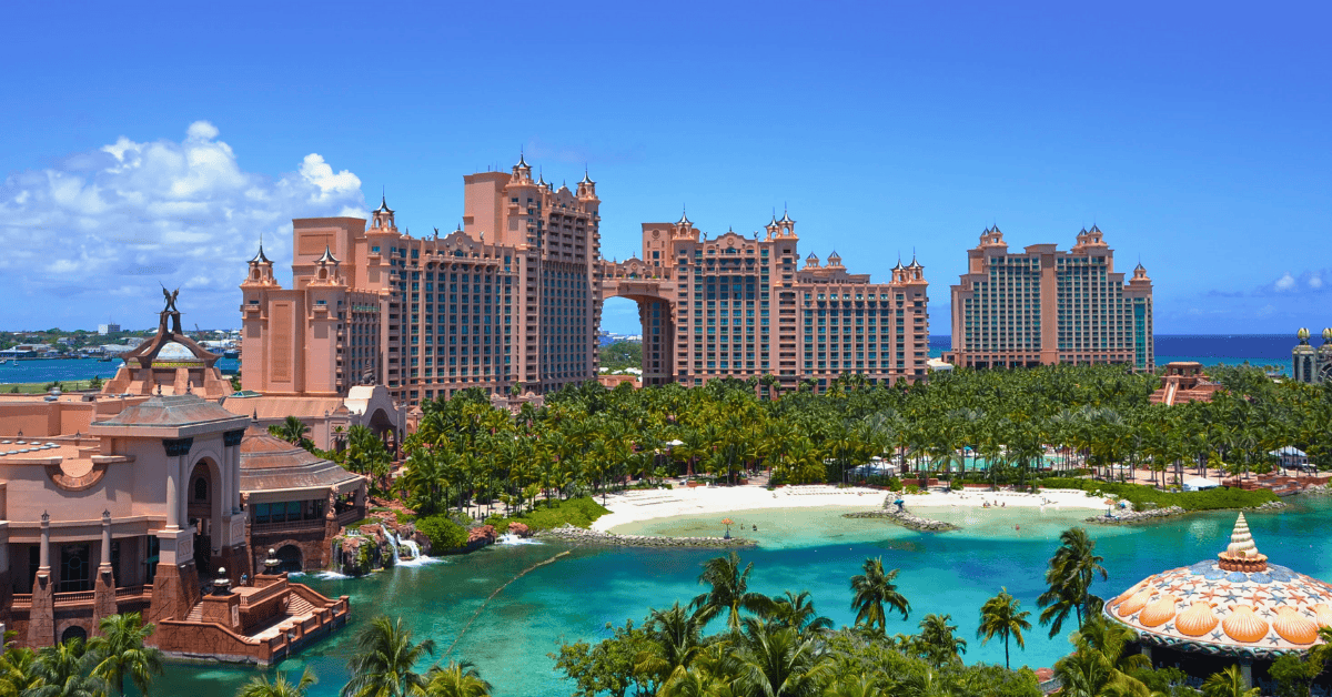 Sprawling hotel resort on the beach in Nassau Bahamas