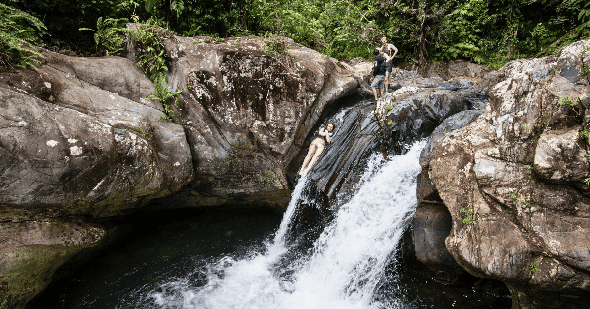 Waterfall slide over a cliff in San Juan Puerto Rico