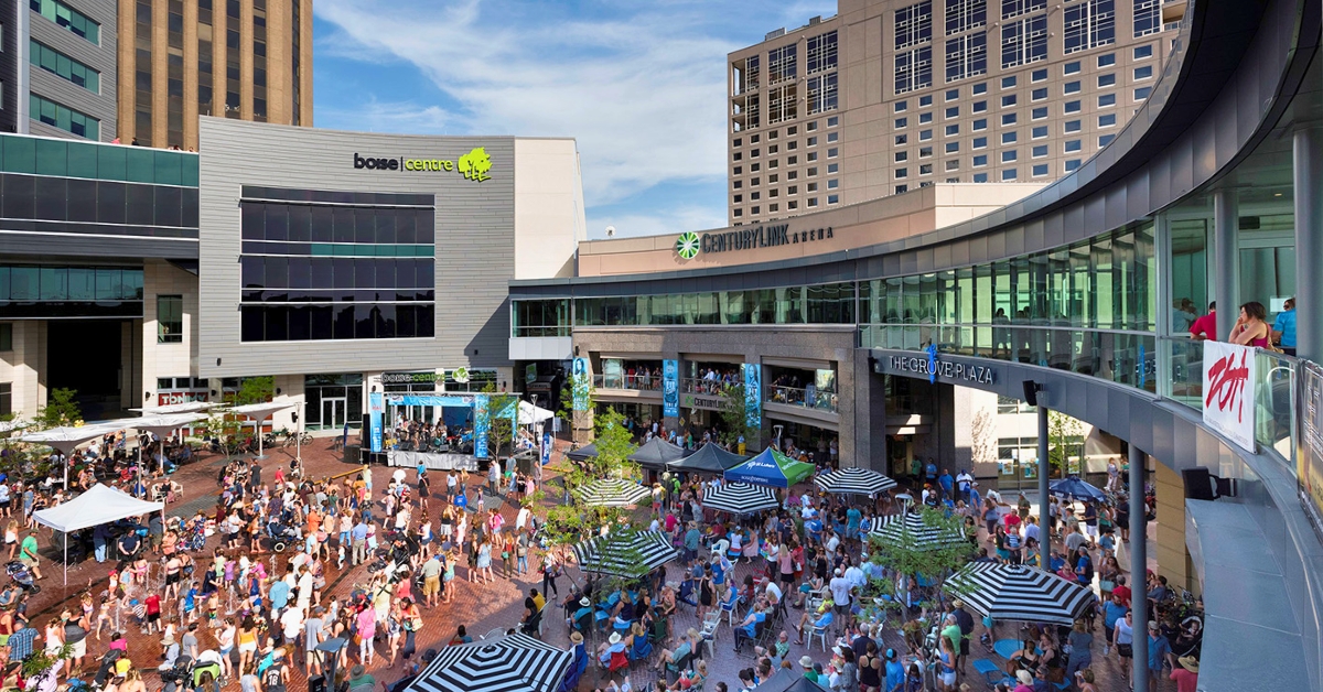 Boise Centre located in downtown Boise adjacent to The Grove Plaza