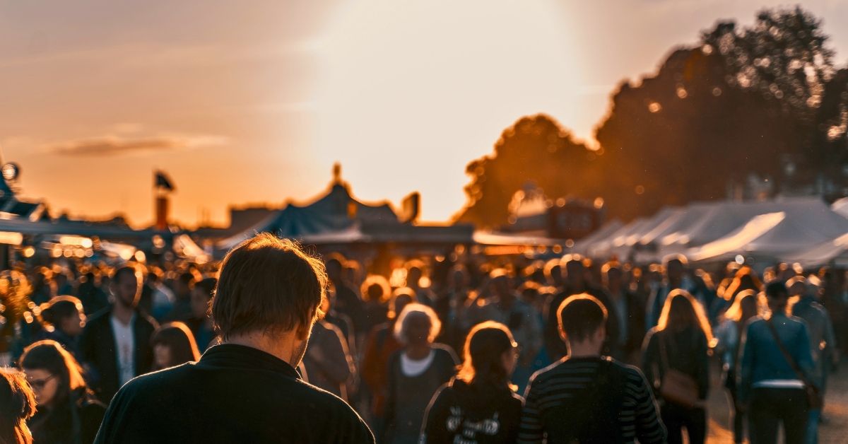 outdoor festival at sunset