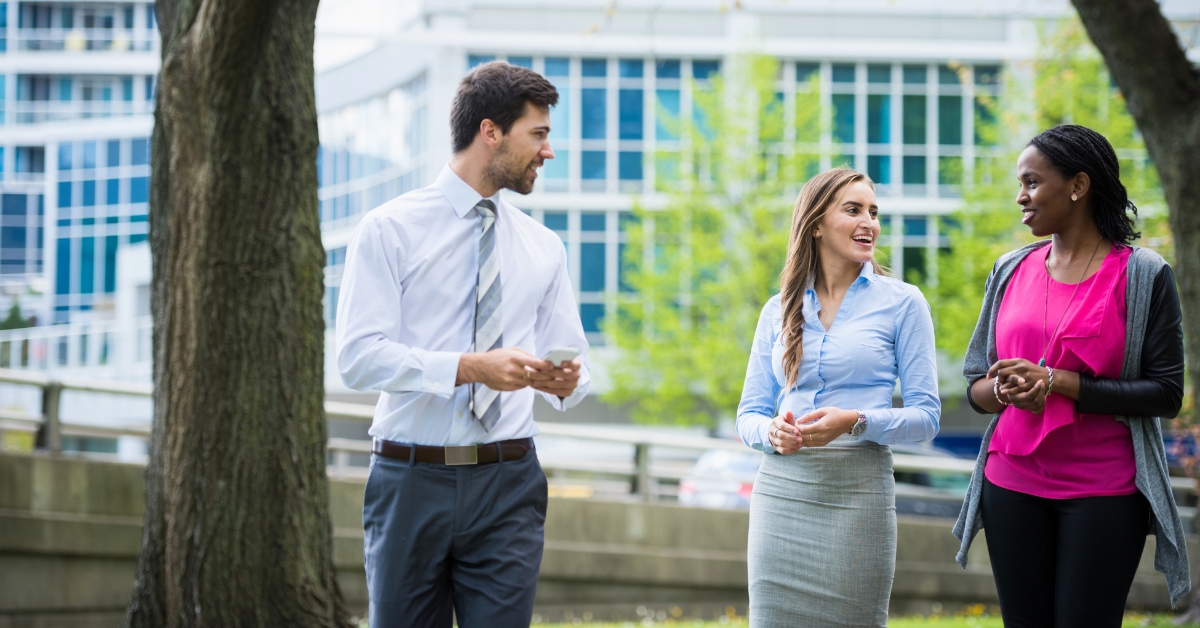 Wellness at Events business professionals meeting outside