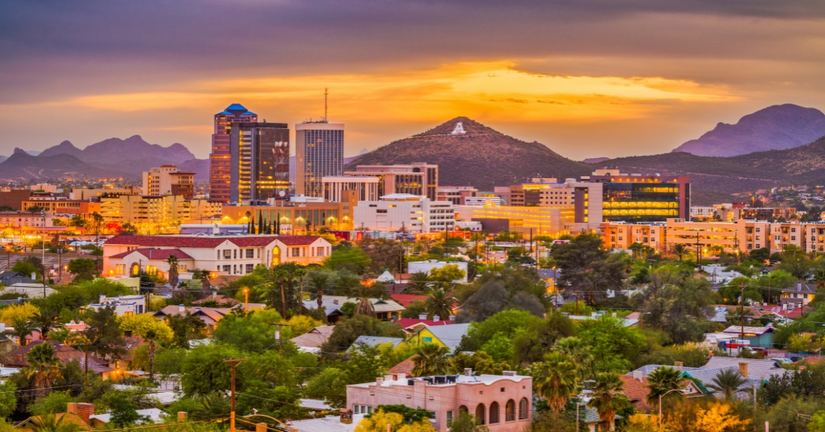 tucson az city skyline at dusk